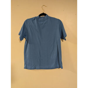 ✨5 For $50 Vintage Women's Blair Blue Short Sleeve Mock Neck Tee S